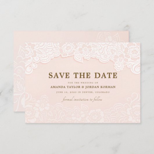 Blush Pink Bläserne Hochzeit speichern das Datum Save The Date (Vorne/Hinten)