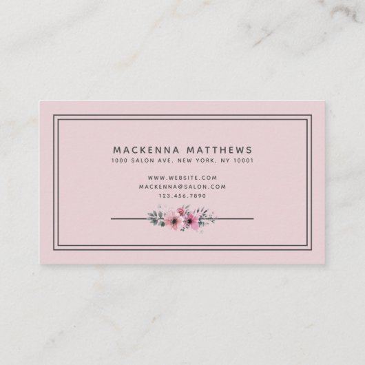  Blush Pink Bläserne Signatur Script Haare Stillis Visitenkarte (Rückseite)