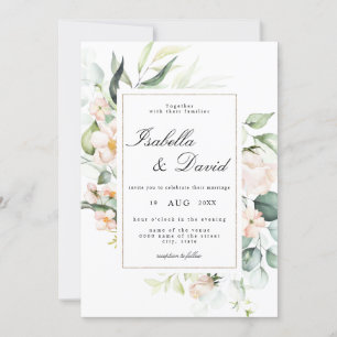 Blush Pink Bläserner Eleganter Eukalyptus-Hochzeit Einladung