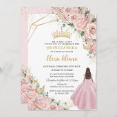 Blush Pink Bläserprinzessin Gold Quinceanera 15 XV Einladung (Vorne/Hinten)
