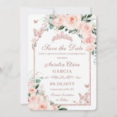 Blush Pink Bläsersüß 16 Rose Gold Quinceañera Save The Date (Vorderseite)