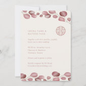 Blush Pink Blätter Double Happiness Chinese Weddin Einladung (Vorderseite)