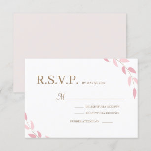 Blush Pink Blätter Gold Weißer Herbst Hochzeit RVS Einladung