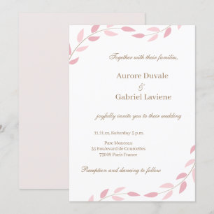 Blush Pink Blätter Herbst Botanische Hochzeit Einladung