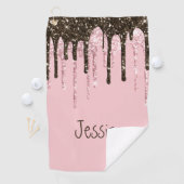 Blush Pink Bling Glitzer Girl Personalisierter Nam Golfhandtuch (Insitu)