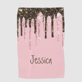 Blush Pink Bling Glitzer Girl Personalisierter Nam Golfhandtuch (Vorderseite)