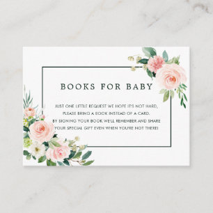 Blush Pink Bloom Book Request Baby Duschkarten Begleitkarte