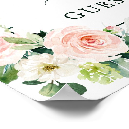 Blush Pink Bloom Guest Book Sign Poster (Ecke)