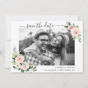 Blush Pink Bloom Save the Date Fotokarte