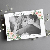 Blush Pink Bloom Wedding Danke Foto Card