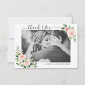 Blush Pink Bloom Wedding Danke Foto Card (Vorderseite)