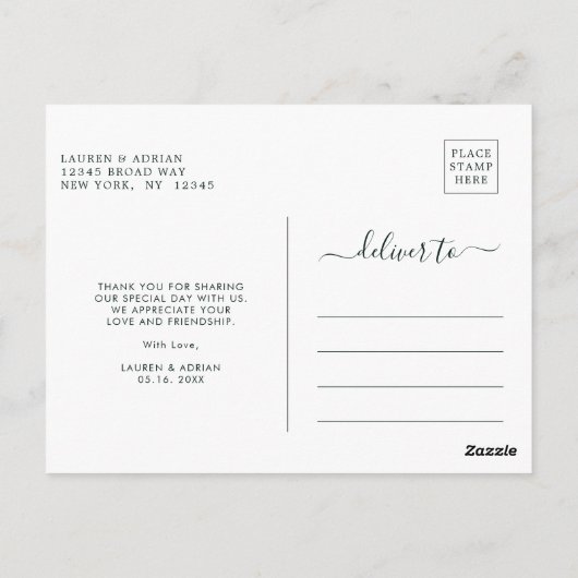 Blush Pink Bloom Wedding Danke Foto Postkarte (Rückseite)