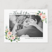 Blush Pink Bloom Wedding Danke Foto Postkarte (Vorderseite)