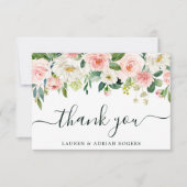 Blush Pink Bloom Wedding Danke Karte (Vorderseite)