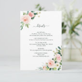 Blush Pink Bloom Wedding Details Begleitkarte (Stehend Vorderseite)