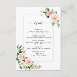 Blush Pink Bloom Wedding Details Begleitkarte