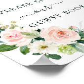 Blush Pink Bloom Wedding Guest Book Sign Poster (Ecke)