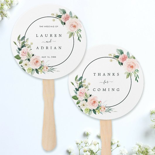 Blush Pink Bloom Wedding Hand Fan Fächer
