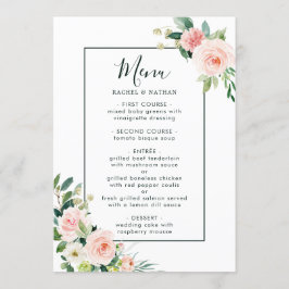 Blush Pink Bloom Wedding Menükarte