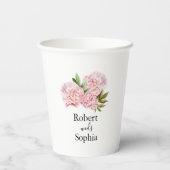 Blush Pink Bloom Wedding Paper Cup Pappbecher (Rückseite)