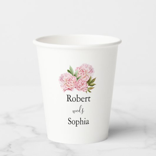 Blush Pink Bloom Wedding Paper Cup Pappbecher (Vorderseite)