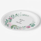 Blush Pink Bloom Wedding Pappteller (Schrägansicht)