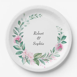 Blush Pink Bloom Wedding Pappteller