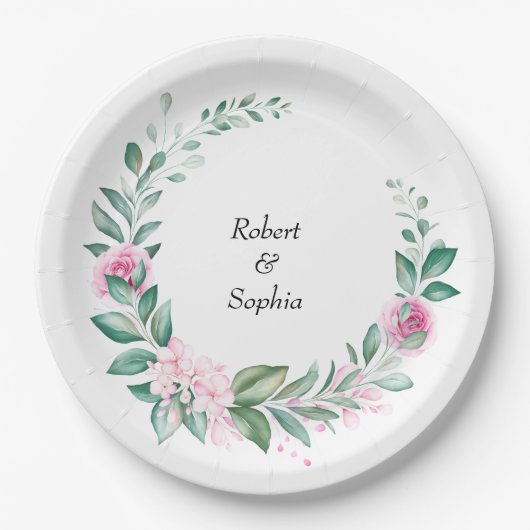 Blush Pink Bloom Wedding Pappteller (Vorderseite)