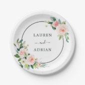 Blush Pink Bloom Wedding Pappteller (Vorderseite)