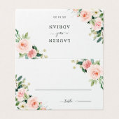 Blush Pink Bloom Wedding Platzkarte (Außenseite Aufgefaltet)