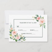 Blush Pink Bloom Wedding RSVP Card Karte (Vorderseite)