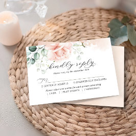 Blush Pink Bloom Wedding RSVP Karte
