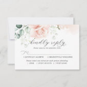 Blush Pink Bloom Wedding RSVP Karte (Vorderseite)