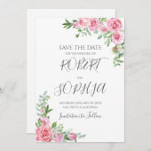 Blush Pink Bloom Wedding Save The Date (Vorne/Hinten)
