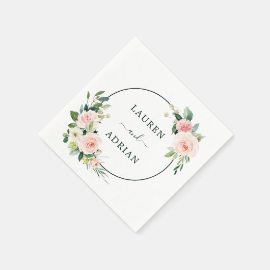 Blush Pink Bloom Wedding Serviette (Ecke)