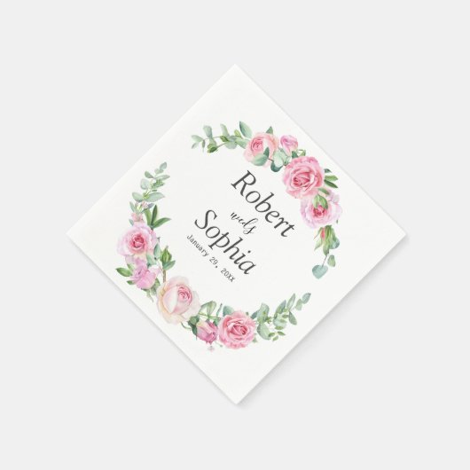 Blush Pink Bloom Wedding Serviette (Ecke)