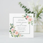 Blush Pink Bloom Wedding Square Einladung (Stehend Vorderseite)