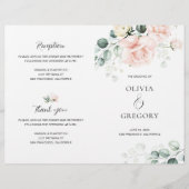 Blush Pink Blooms Hochzeitsprogramm (Vorderseite)
