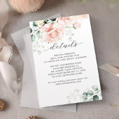 Blush Pink Blooms Wedding Details Enclosure Card Begleitkarte