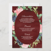 Blush Pink Bloral All in One Burgundy Wedding Einladung (Rückseite)