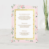 Blush Pink Bloral All in One Gold Indian Wedding Einladung (Rückseite)