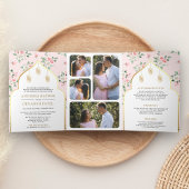 Blush Pink Bloral All in One Indian Wedding Dreifach Gefaltete Einladung
