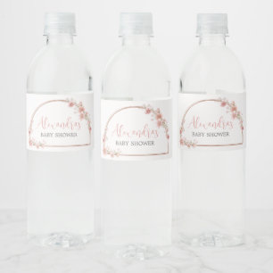 Blush Pink Bloral Arch Babydusche Wasserflaschenetikett