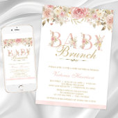 Blush Pink Bloral Baby Duschbrunch Einladung
