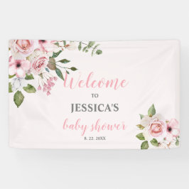 Blush Pink Bloral Baby Dusche Begrüßungszeichen, P Banner