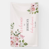 Blush Pink Bloral Baby Dusche Begrüßungszeichen, P Banner (Vertikal)