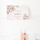 Blush Pink Bloral Baby Dusche Begrüßungszeichen, P Banner (InSitu)