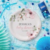 Blush Pink Bloral Baby Dusche Begrüßungszeichen, Pappteller (Party)