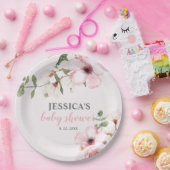 Blush Pink Bloral Baby Dusche Begrüßungszeichen, Pappteller (Party)