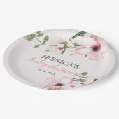 Blush Pink Bloral Baby Dusche Begrüßungszeichen, Pappteller (Schrägansicht)